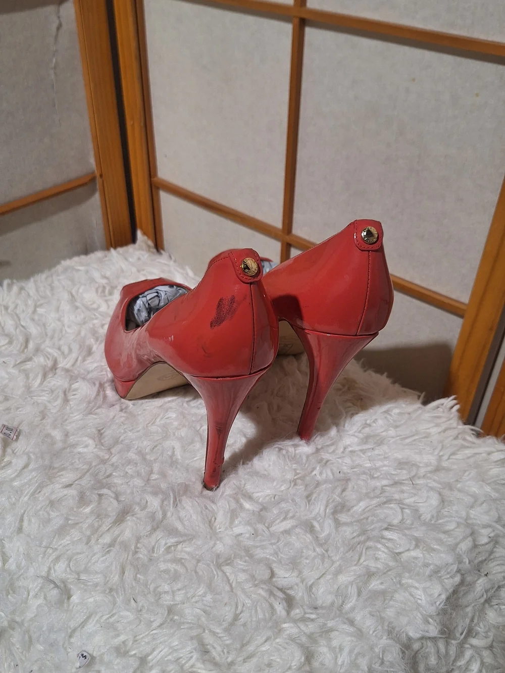 Pink  Patent Peep-Toe High Heels - Women